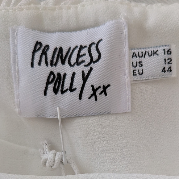Princess Polly Elegant White Puff Sleeve Crop Top, Size 12 - Picture 9 of 10